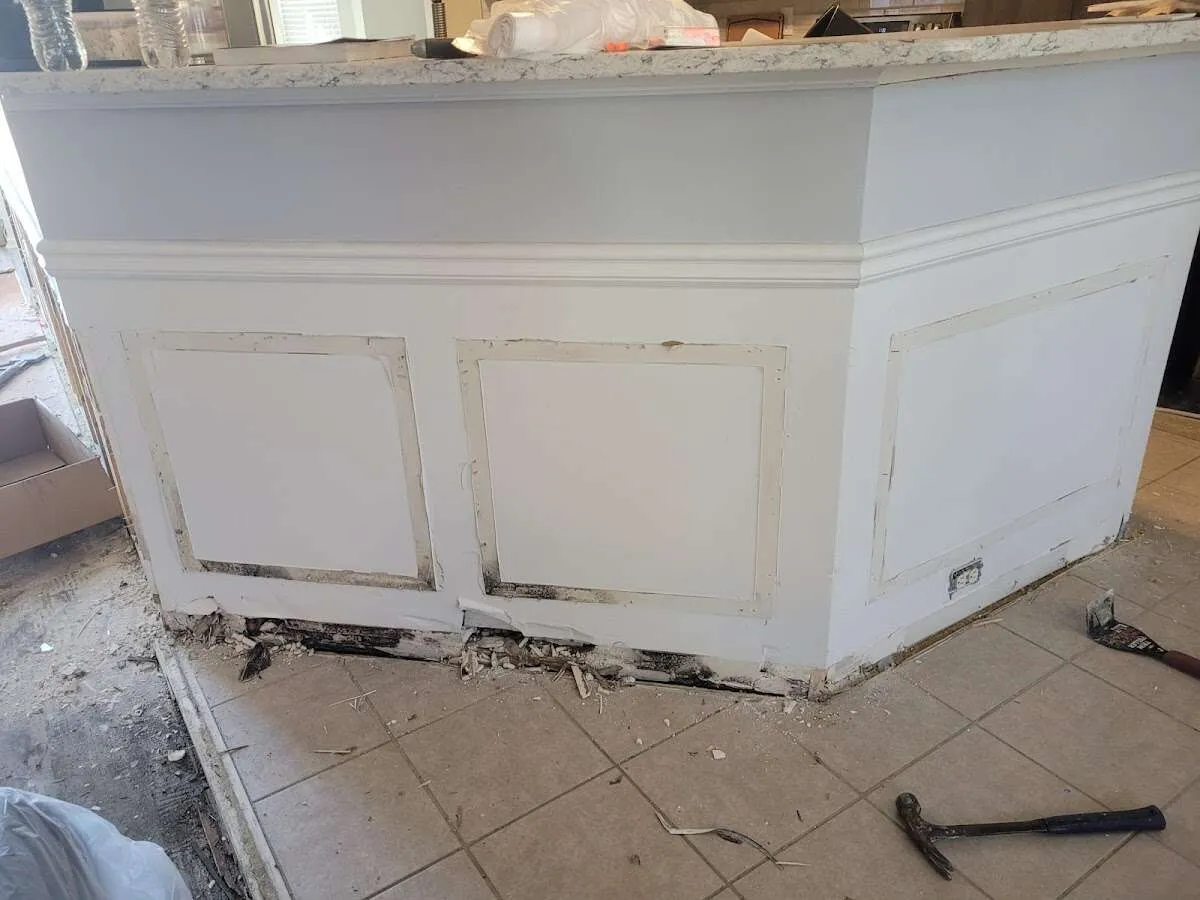 Water damage and mold on kitchen during Storm Damage Restoration in Portsmouth